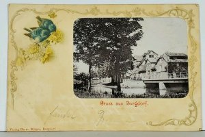 Gruss aus Burgdorf c1901 Local View Pier Buildings Waterway RPPC Postcard K10