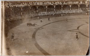 Early Nice Bull Fighting in arena with matador RPPC Postcard