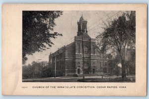Cedar Rapids Iowa IA Postcard Church Immaculate Conception Building Trees 1910