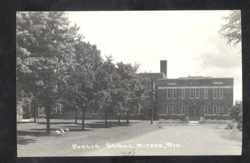 RPPC WITHEE WISCONSIN PUBLIC SCHOOL BUILDING VINTAGE REAL PHOTO POSTCARD