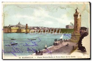 Old Postcard Marseille Lighthouse Sainte Marie N and D of the Guard