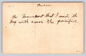 RPPC 1914 US Army Transport Ship  Logan    Postcard