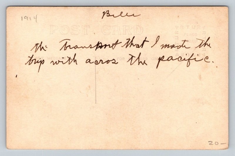 RPPC 1914 US Army Transport Ship  Logan    Postcard