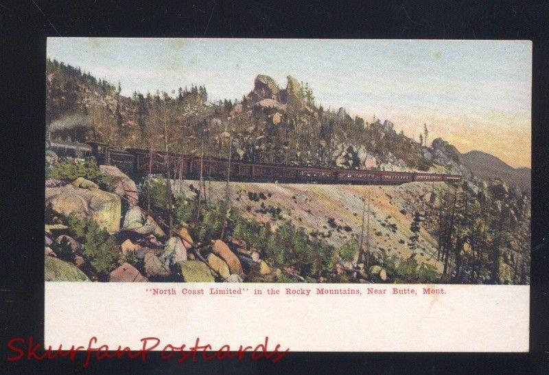 BUTTE MONTANA NORTH COAST LIMITED RAILROAD TRAIN ROCKY MOUNTAINS OLD POSTCARD