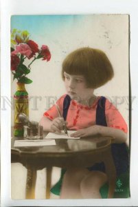 3184735 FASHION Girl HAIRSTYLE w/ Inkwell Vintage PHOTO PC