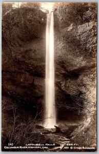 Columbia River Highway Oregon 1940s RPPC Real Photo Postcard Latourell Falls