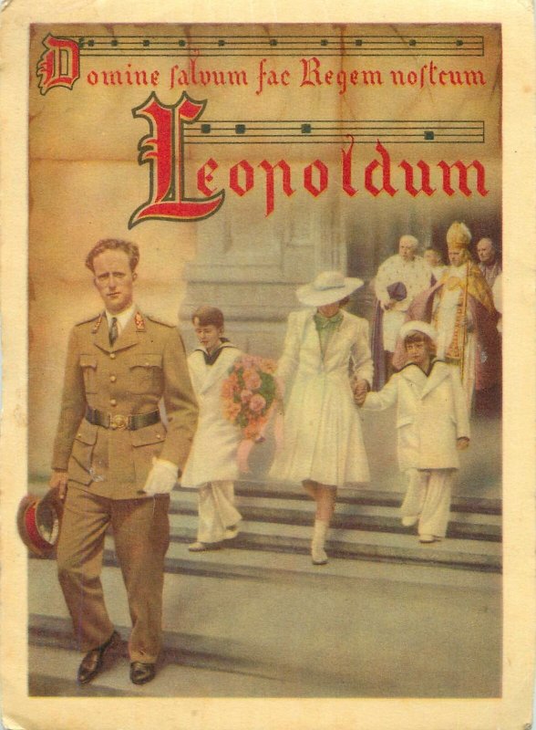 Belgian Souvenir Postcard Prayer card of King Leopold and royal family