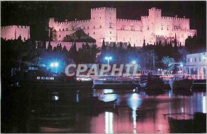 'Modern Postcard Island of Rhodos The Knight''s Palace by night'