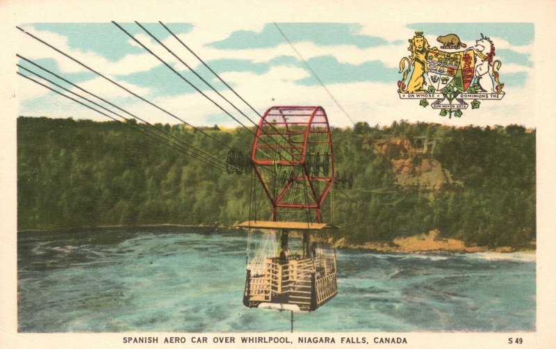 Vintage Postcard 1920's Spanish Aero Car over Whirlpool Niagara Falls Canada CAN