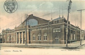 Postcard C-1910 Illinois Peoria Coliseum Multi Fold out hand colored 23-12041