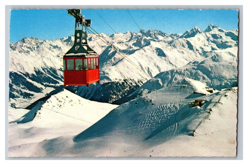 Postcard Switzerland Davos Parseen Ski Resort Gondola Vintage Standard View Card 