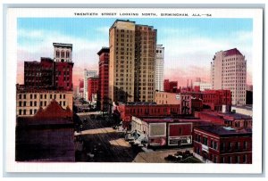 Birmingham Alabama Postcard Twentieth Street Looking North c1940 Vintage Antique