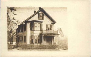 Home & American Flag Boston Dorchester MA Cancel 1910 Real Photo Postcard