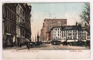 Main Street Scene Hartford Connecticut 1907 postcard