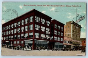 Sioux Falls South Dakota Postcard Boyce-Greeley Block New Carpenter Hotel 1917