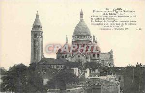 Old Postcard Panorama Paris to the Church of St. Peter and the Sacre Coeur