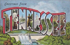 Greetings From Tennessee Large Letter Linen