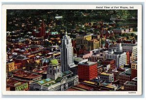 c1940s Aerial View of Fort Wayne Buildings Indiana IN Unposted Vintage Postcard
