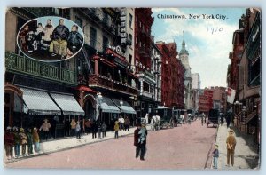NYC New York Postcard Chinatown Mott Street Bayard Chatham Square c1910 Vintage