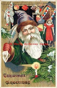 Christmas, Unknown No UP33-3, Green Robe Santa with Purple Cap Hanging Toys