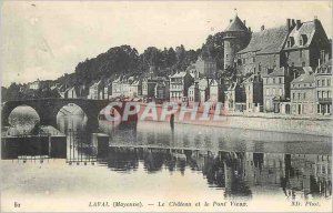 Old Postcard Laval (Mayenne) Chateau and the Old Bridge