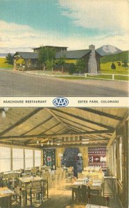 1954 Estes Park Colorado Ranchouse Restaurant Linen Advertising Postcard