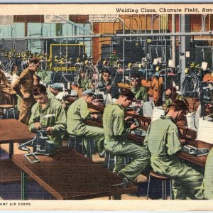 c1940s Rantoul, IL Welding School Class Occupational Chanute Field Linen PC A293