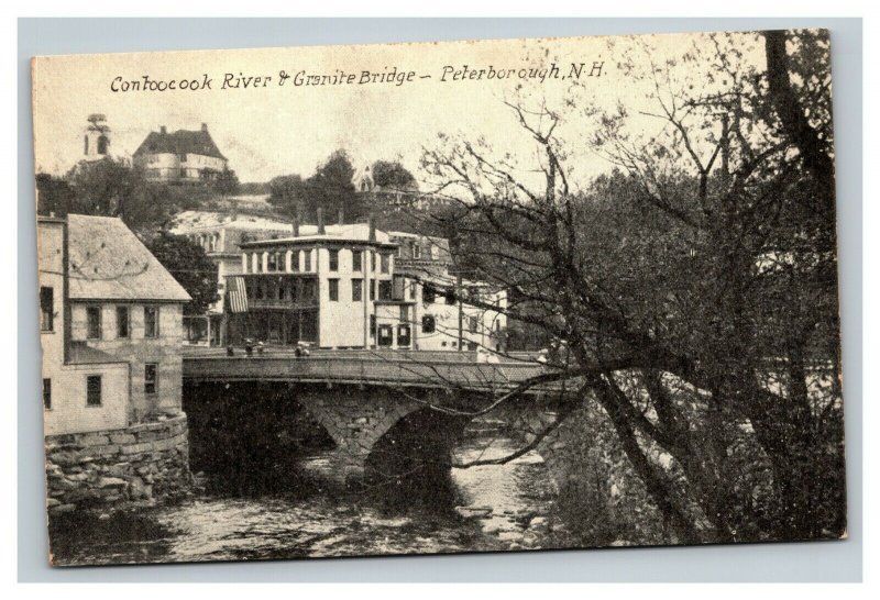 Vintage 1900's Photo Postcard Contoocook River Bridge Peterborough New Hampshire