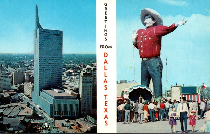 Texas Dallas Greetings Showing Republic National Bank and Big Tex