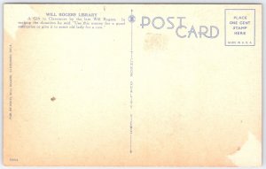 Vintage Will Rogers Library Claremore Oklahoma Linen Postcard