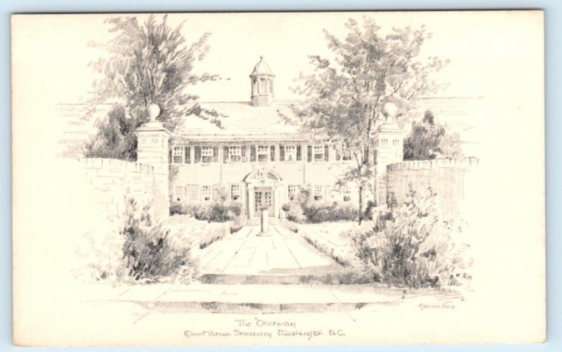 2 Postcards WASHINGTON D.C. ~ Doorway MOUNT VERNON SEMINARY Chapel - Blank Back