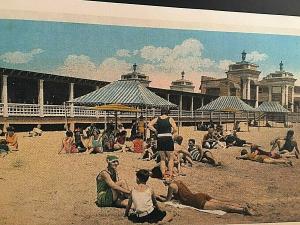 Postcard   Reprinted  View of Sun Bathers at Newport Beach in Newport, RI.  U2