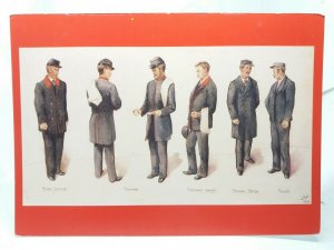 British Postmens Uniforms Vintage Repro Art Postcard by L.A.P 1894