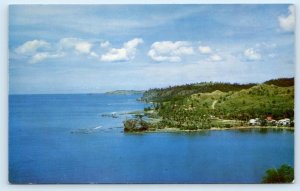 2 Postcards UMATAC, GUAM ~ Coastline Umatac Bay & SAN ISIDRO CHURCH c1960s