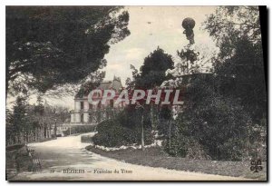 Old Postcard Beziers Fountain Titan