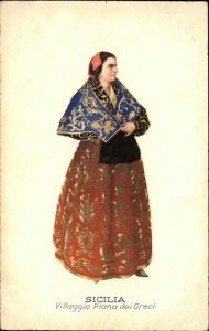 Lloyd Triestino Steamship Italian Women Costumes Postcard PIANA DEI GRECI