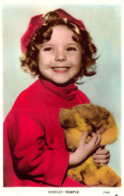 Shirley Temple Teddy Bear Colorized real photo postcard 7180.