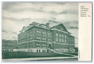 c1905 High School And Manual Training Buildings Waltham MA Antique Postcard 