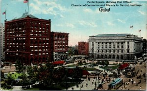 Postcard OH Cleveland Sixth City Public Square Street Scene Streetcar ~1910 F18