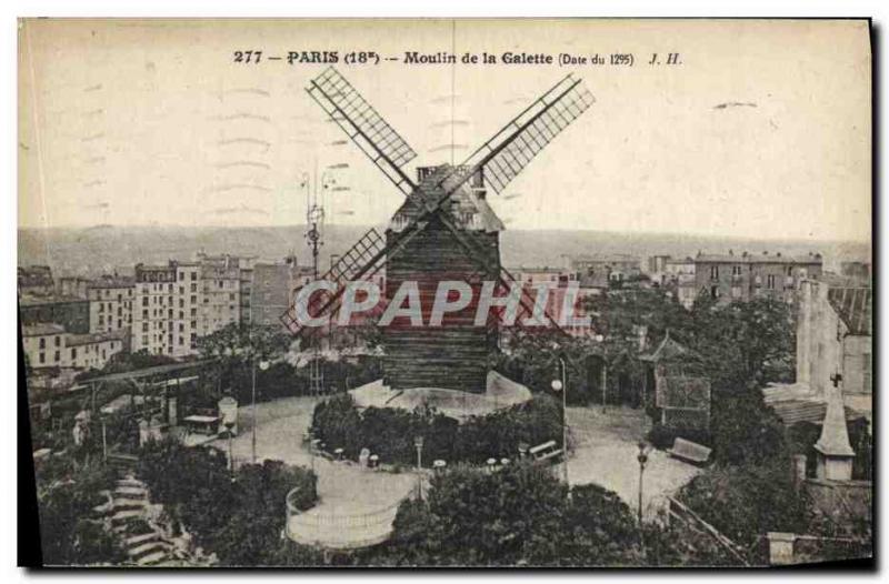 Old Postcard Paris Moulin de la Galette