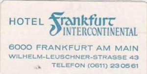 GERMANY FRANKFURT HOTEL FRANKFURT INTERNATIONAL VINTAGE LUGGAGE LABEL