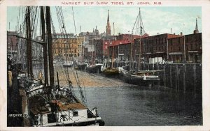 Market Slip (Low Tide), St. John, N.B., Canada, Postcard, Used in 1926