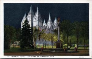 Mormon Temple Illuminated at night, Salt Lake City