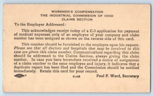 Columbus Ohio OH Postal Card Workmen's Compensation Industrial Comission 1947