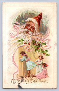 K1/ Santa Claus Christmas Postcard c1910 Fantasy Children Peek 85