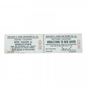 Vintage New Haven & Shore Line Railway Co., Attached Going and Return Coupons