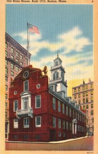 Vintage Postcard 1930's Old State House Building Boston Massachusetts TQV Pub.