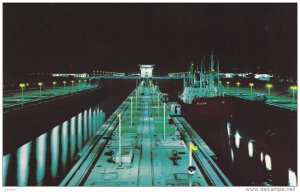 Night Scene - Miraflores Locks, Panama Canal, Panama, 1940-1960s