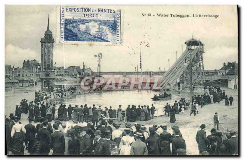 Old Postcard Fete Foraine Water slide L & # 39atterrissage