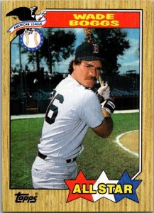 1987 Topps Baseball Card Wade Boggs Boston Red Sox sk2316